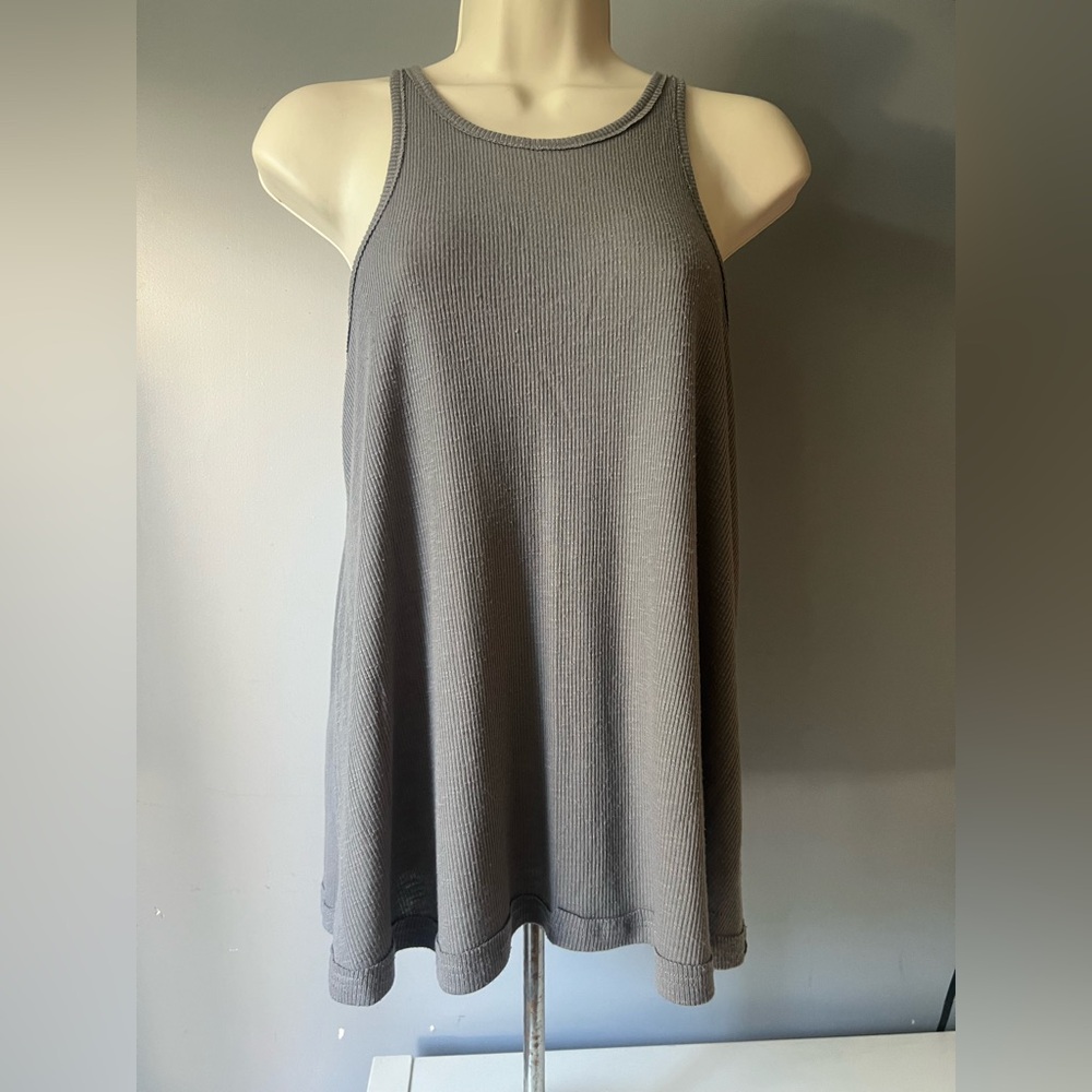 Free People Charcoal Ribbed Knit Top